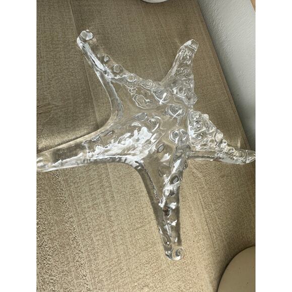 STARFISH Hand Blown Clear Art Glass Paperweight Beach House Ocean decor - Picture 7 of 9